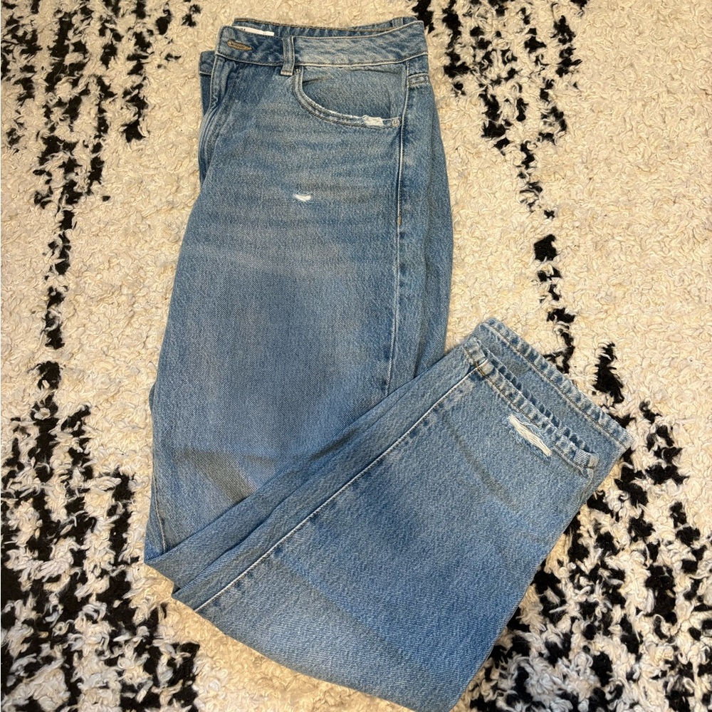 Women’s Garage Blue Mom Ripped Denim Jeans